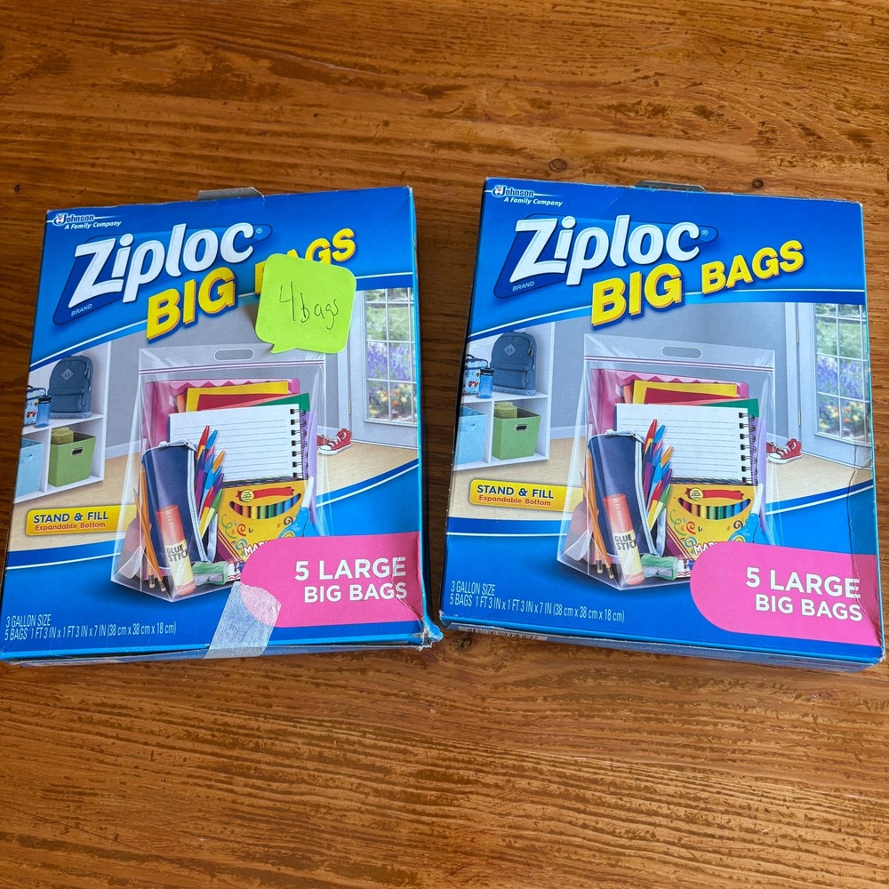 ZIPLOC BIG BAGS Lot of 2-3 Gallon Size Stand & Fill 15x15x7 9 Total Bags‎